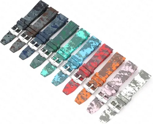 Vista 4 de Correa de camuflaje para Omega Moon Curvo Extremo Pulsera de goma de silicona Hombres Mujeres Sport Watch Band Accesorio 0.787 in