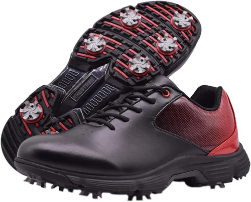 Vista 8 de THESTRON - Zapatos de golf para hombre con malla transpirable, zapatillas deportivas para caminar, 7 tacos, entrenadores de golf Negro