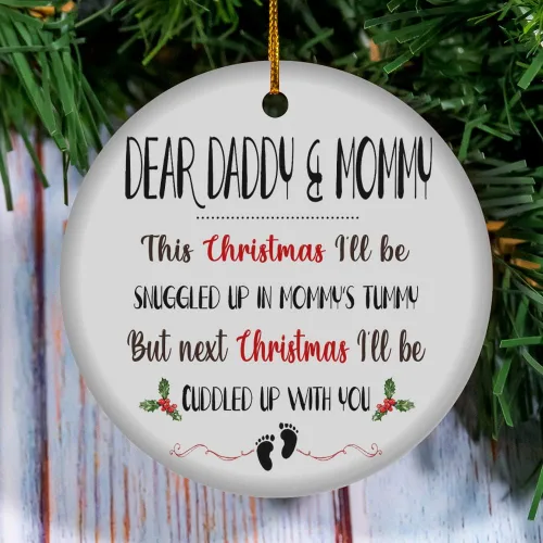 Vista 11 de Adorno personalizado para el árbol de Navidad para la primera Navidad, regalo para el nuevo padre de la madre de la protuberancia, adorno