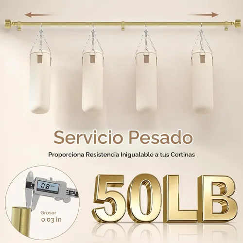 Vista 3 de HEI! DEAR - Barras de cortina de latón para ventanas de 28 a 48 pulgadas, barra de cortina ajustable resistente de 1 pulgada de diámetro, varillas