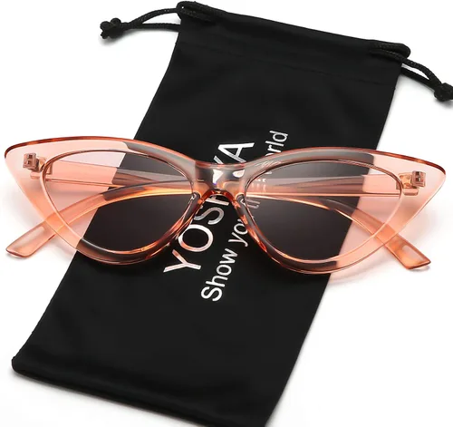 Vista 3 de Lentes de sol retro para mujer, con marco de plástico y diseño con estilo ojo de gato YOSHYA