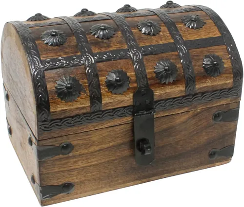 Vista 10 de Nautical Cove Cofre del tesoro de recuerdo y caja de madera decorativa (pequeña de 5 x 3 x 3.25 pulgadas), caja de almacenamiento, caja de madera