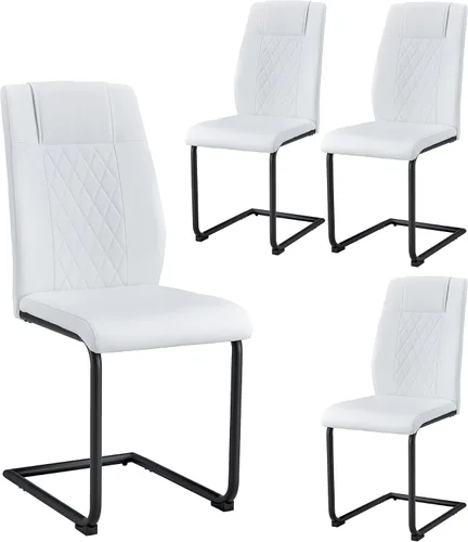 Vista 15 de Sillas De Comedor - Juego de 4 sillas de comedor modernas para cocina, con asiento tapizado de piel sintética, patas de metal con respaldo alto