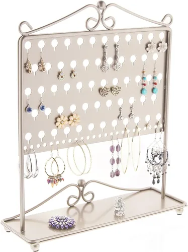 Vista 8 de Angelynn's Organizador independiente para aretes largos y grandes, estante de almacenamiento de joyas colgantes, color negro Laela