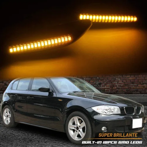 Vista 2 de Luces LED de Marcador Lateral de Señal de Giro Lente Ahumada Compatible con BMW E90 E91 E92 E93 E46 E53 X3 E83 X 1 E84 E81 E82 E87 E88