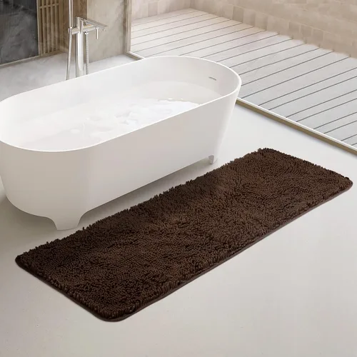 Vista 11 de Yeaban Alfombra de pasillo de baño de 24 x 72 pulgadas, antideslizante, alfombra de baño larga de felpilla gruesa, absorbente y lavable, alfombra