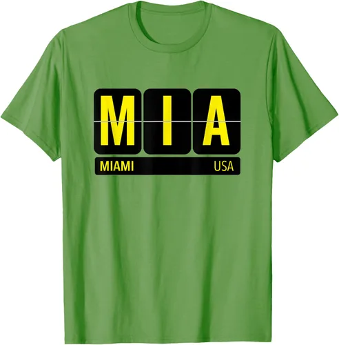 Vista 20 de MIA Miami Florida USA Travel Souvenir Yellow Text Camiseta, Blanco