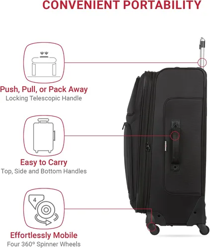 Vista 13 de SwissGear - Equipaje suave expandible Sion con ruedas, Negro