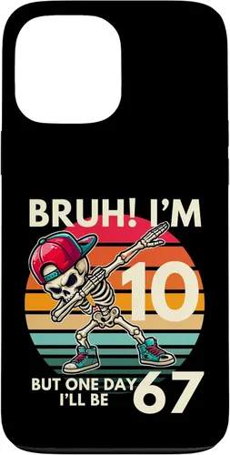 Vista 24 de Bruh I'm 10 But One-Day I'll Be 67 Retro 10th Birthday Kids Case for iPhone 17