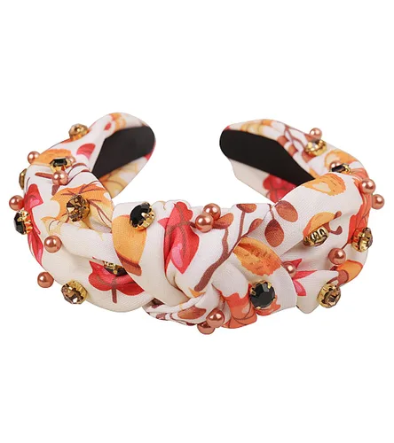 Vista 10 de YARN & INK Cintas para el cabello de mujer con perlas barrocas de terciopelo y lazo de strass, estilo retro vintage hecho a mano, elegante accesorio