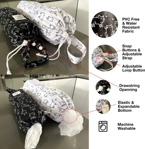 Vista 4 de 2 unids impermeable plástico supermercado bolsa titular de compras soporte organizador cocina almacenamiento bolsa dispensador múltiples diseños B&W