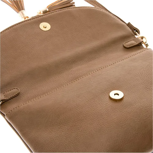 Vista 5 de Solene Bolso de mano envolvente para mujer, con múltiples compartimentos, 6 ranuras para tarjetas en el interior, bolso cruzado con borlas