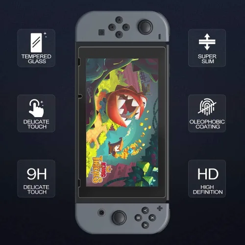 Vista 2 de SEVENTHGO Paquete de 2 protectores de pantalla de vidrio para Nintendo Switch, protectores de pantalla de vidrio templado para Switch, protector