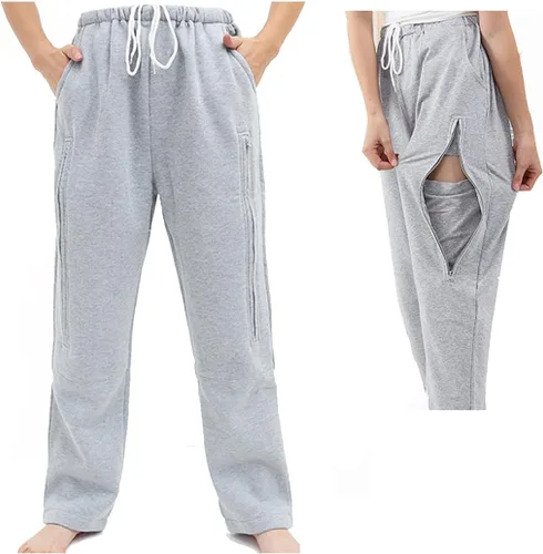 Vista 7 de Pantalones de catéter para hombres/mujeres, pantalones de nefrostomía/urinaria, capacidad para 2 bolsas de orina (negro, cintura: 25.9''37'')