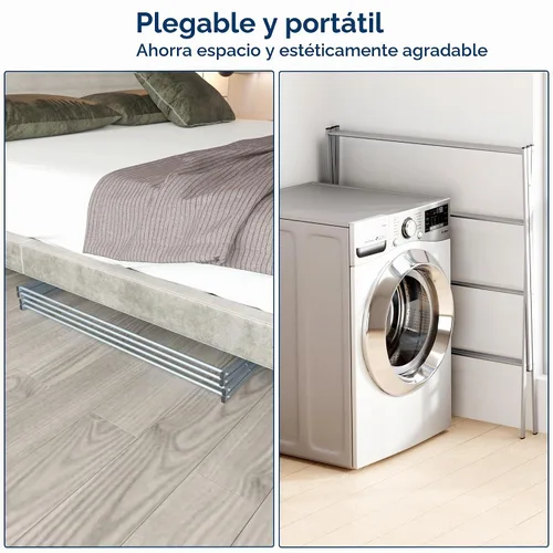 Vista 4 de Whitmor Tendedero plegable para ropa, 12 barras de metal para colgar ropa, uso en interiores y exteriores, 36.2 pulgadas de profundidad x 30.3