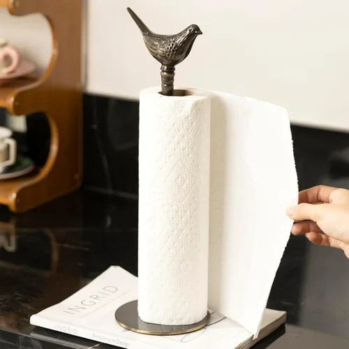 Vista 3 de 1 Lujoso Soporte para Toallas de Papel de Latón para Encimera (Negro)