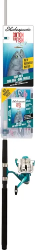 Vista 20 de Shakespeare Catch More Fish Spinning Reel and Fishing Rod Combo with Kit rojo - mediano