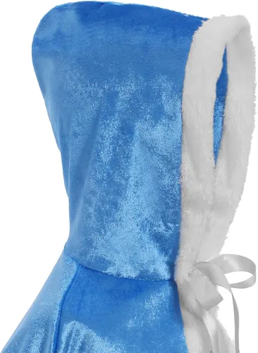 Vista 4 de OPBIN - Disfraz de princesa de piel con capucha para niñas, Navidad, Halloween, cumpleaños, juego de rol, cosplay