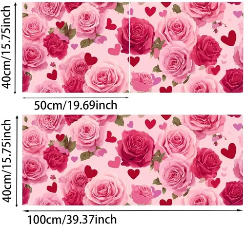 Vista 3 de Papel tapiz autoadhesivo para el día de San Valentín, diseño de rosas, diseño de corazón rosa floral, para decoración de pared de dormitorio, baño