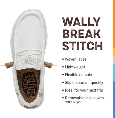 Vista 3 de Hey Dude Wally Linen - Mocasines para hombre, cómodos y ligeros, sin cordones Blanco