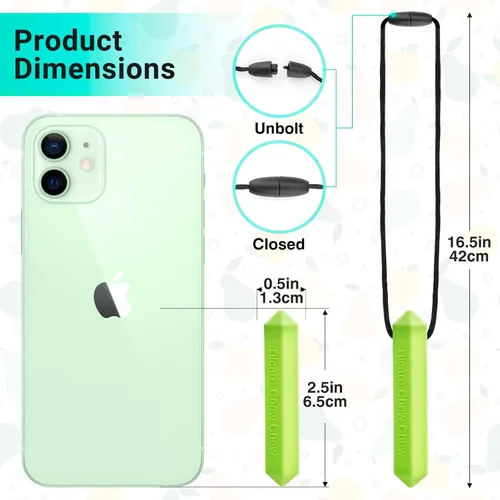 Vista 9 de Collar Sensorial de Lápiz 8 Piezas - Ideal para Niños o Adultos a los que les Gusta Morder o que Tienen Autismo - Juguetes Masticables de Silicona
