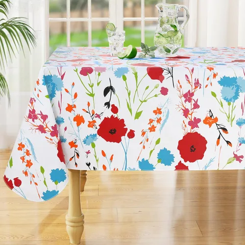 Vista 9 de misaya Mantel rectangular de vinilo impermeable, mantel lavable con reverso de franela, mantel de plástico para cena, picnic, interior y exterior