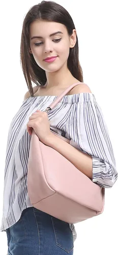 Vista 2 de DAVIDJONES - Bolso tipo Hobo de piel sintética suave para mujer, bolso cruzado mediano, bolso de hombro con asa superior, Bolso Hobo clásico simple
