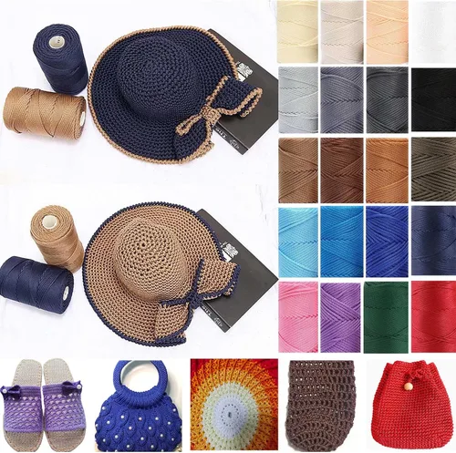 Vista 3 de Cordón de hilo artístico de 14.11 oz, hilo de poliéster color burdeos, para tejer macramé, bolsas de ganchillo, canasta de ganchillo, sombrero