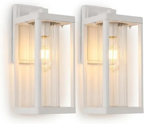 Vista 10 de Lámpara colgante para exteriores, lámpara colgante exterior para porche, lámpara colgante ajustable blanca de 14.3 pulgadas, lámpara de techo