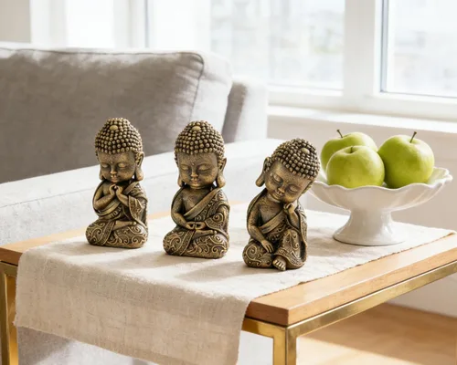 Vista 7 de Estatua de Buda para bebé, decoración de interior, 8 pulgadas, de resina, oración, estatua de Buda espiritual, decoración de habitación, regalos zen
