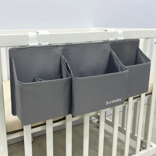 Vista 8 de Organizador de pañales para bebés colgante, organizador de pañales 3-en-1 para cuna de bebé, organizador de almacenamiento de pañales para guardería