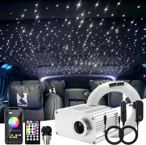 Vista 12 de ATOKEE Kit de Luminarias de Techo de Estrellas de 10W 150pcs 0.076cm 1.98m, Luces de Fibra Óptica con Efecto de Estrellas y Sonido Activadas