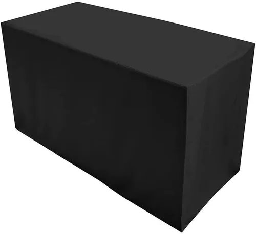 Vista 4 de BEEKAY Mantel rectangular de 3 caras de 4 pies de 4 pies, color negro, con parte trasera abierta, rectangular, de 48 x 24 pulgadas, de poliéster