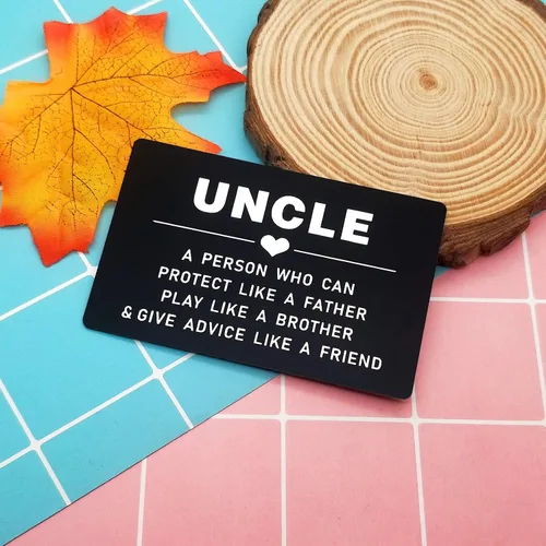 Vista 3 de Regalo para el día del padre para el tío grabado, tarjeta de regalo de sobrina sobrino para tío tarjeta de inserción de billetera de metal, tarjeta