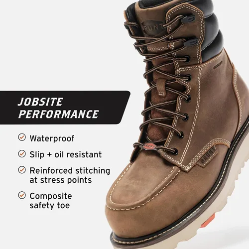 Vista 3 de BRUNT Marin Welted (Comp Toe) - 8" Waterproof Safety Toe Wedge Work Boot - Goodyear Welt Construction - EH & ESR Rated - Oil & Slip Resistant