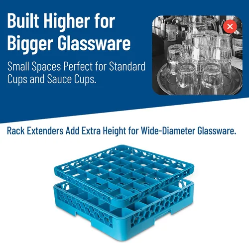 Vista 6 de Carlisle FoodService Products OptiClean - Extensor de estante de vidrio dividido de 36 compartimentos para lavavajillas comerciales, extensor