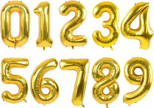 Vista 41 de TONIFUL Globos grandes de 50 pulgadas con números dorados del 0 al 9, globo digital grande de Mylar número 8 digital ocho para fiestas
