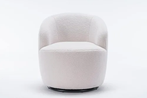 Vista 55 de Silla giratoria decorativa, moderna silla tapizada de barril con respaldo ergonómico y cojín cómodo, sillón individual de ocio para sala de estar