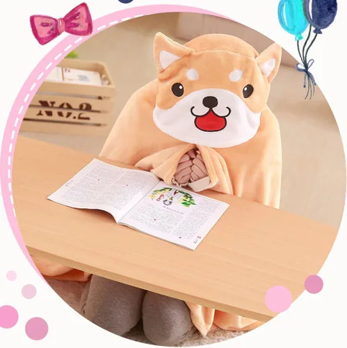 Vista 3 de FUYU Manta de felpa suave para perro, manta de cosplay Shiba Inu