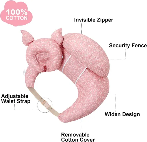 Vista 7 de Almohada de lactancia para lactancia materna, almohadas de lactancia para más apoyo para mamá y bebé, con correa ajustable para la cintura