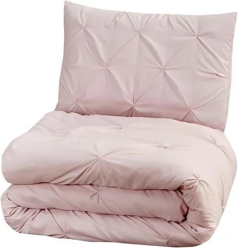 Vista 3 de WPM WORLD PRODUCTS MART Juego de edredón de microfibra de 2 piezas tamaño individual, ropa de cama alternativa plisada con plumón, para todas