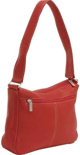Vista 4 de Le Donne Cuero Top Zip Hobo - Bolso de cuero de vaca colombiano de grano completo para mujer