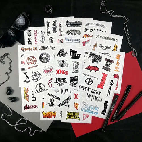 Vista 4 de BulbaCraft 100 piezas de calcomanías de banda de heavy metal, calcomanías de rock, regalos de heavy metal para hombres y mujeres, calcomanías