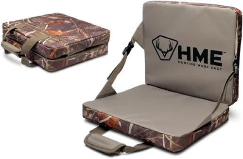 Vista 3 de HME Cojín de espuma para asiento plegable de caza, duradero, portátil, compacto, cómodo, resistente a la intemperie, versátil con correas ajustables