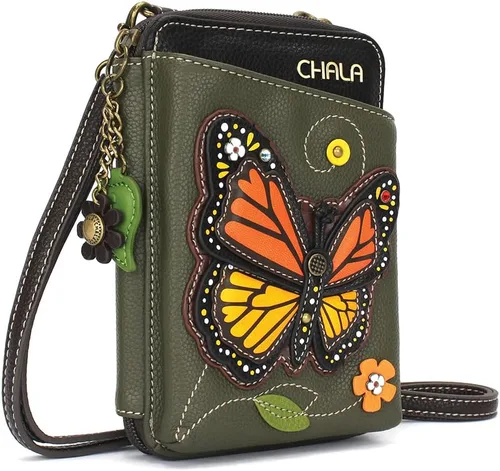 Vista 2 de CHALA Cartera cruzada para teléfono celular, bolso de mano multicolor de piel sintética para mujer con correa ajustable