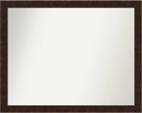 Vista 250 de Amanti Art Espejo de baño de bronce para sobre fregadero, 24 x 24 pulgadas, espejo de tocador cuadrado estrecho de bronce Manhattan, marco de madera