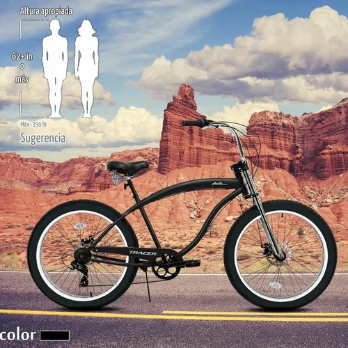 Vista 6 de Tracer Avalon 26 & 29 Inch Beach Cruiser Bike Negro mate