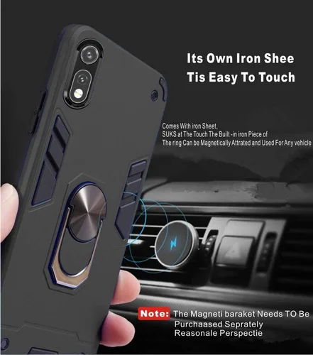 Vista 4 de Moto E 2020, Moto e xt2052dl - Funda para teléfono, protector de pantalla [2 unidades] Anillo de metal giratorio de 360 grados delgado, absorción