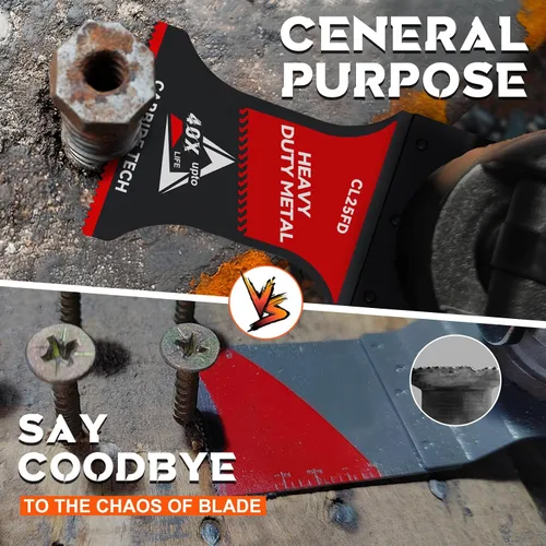 Vista 6 de Paquete de 2 hojas de sierra oscilantes de carburo para cortar clavos, cuchillas multiherramienta de liberación rápida para material duro, metal