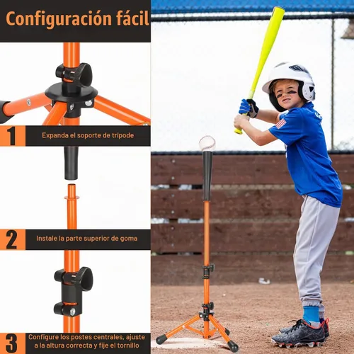 Vista 5 de Storgem Baseball Softball Tee, Batting Tee for Kids, T Ball Training Stand Baseball Tee for Kids with Easy Adjustment, T Ball Batting Stand for